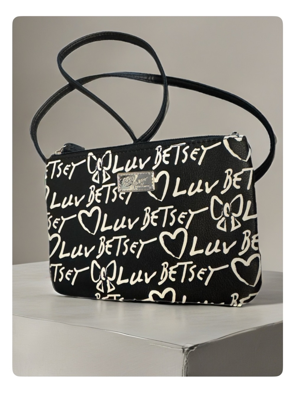 Betsey Johnson Black and White 'Luv Betsey' Crossbody Bag